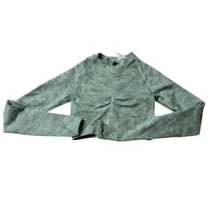 GYMSHARK Adapt Camo Seamless Long Sleeve Cropped Top Women's Size Small Green